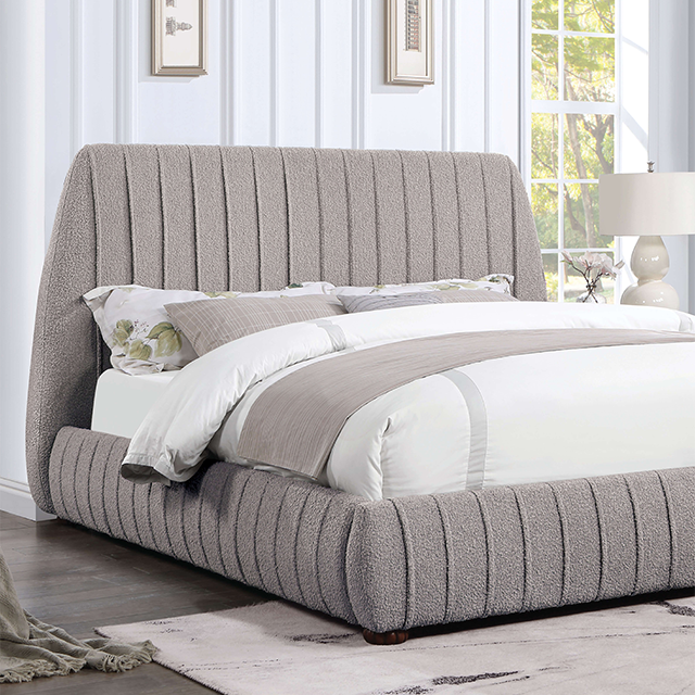 Sherise Contemporary Fabric Fully Upholstered Low Profile Bed