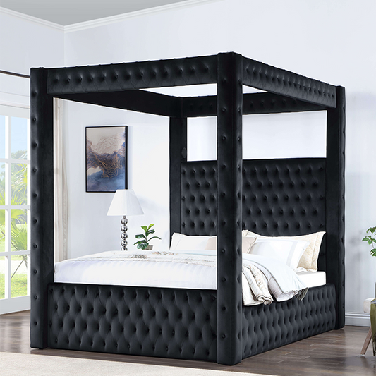 Etherea Transitional Solid Wood Fully Upholstered Bed