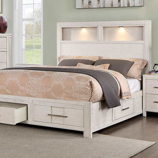Karla Transitional Solid Wood Footboard Drawers Bed