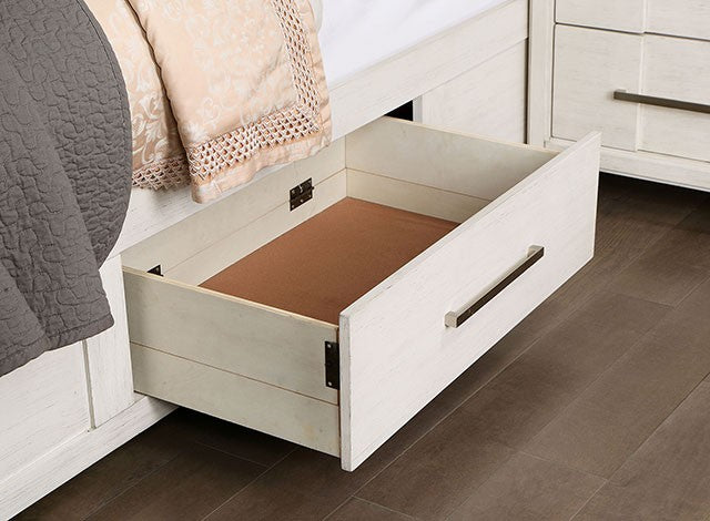 Karla Transitional Solid Wood Footboard Drawers Bed