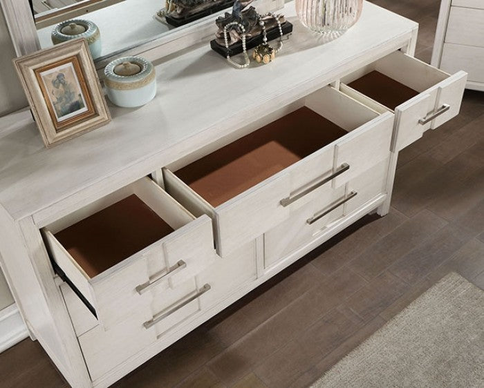 Karla Transitional Solid Wood Footboard Drawers Dresser