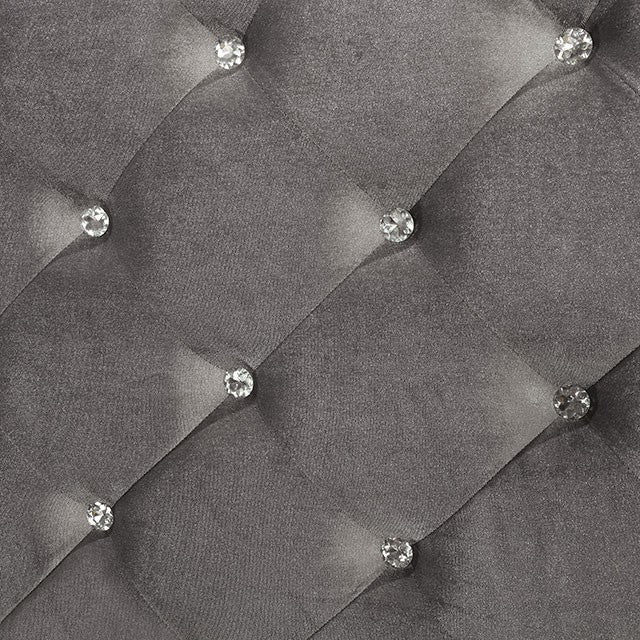 Belleterre Glam Velvet Solid Wood Crystal Acrylic Button Tufted Bed
