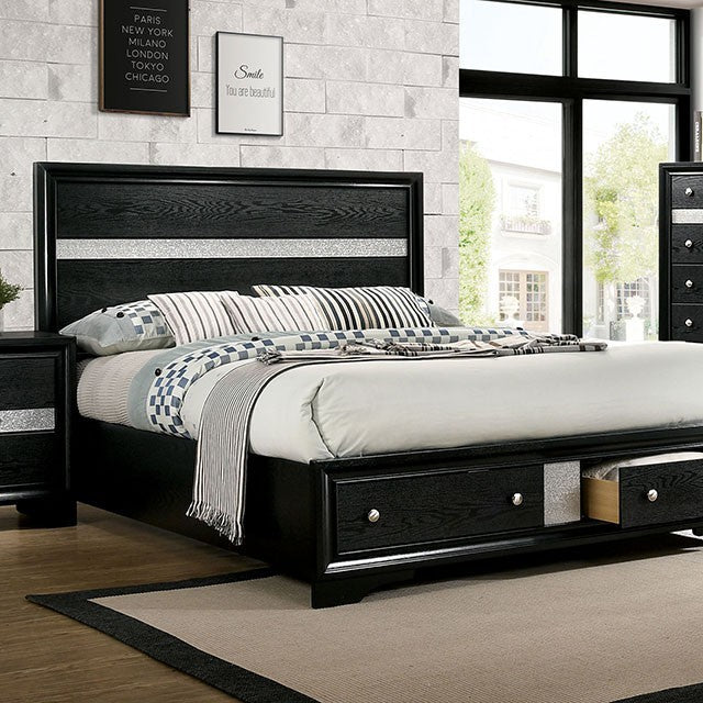 Chrissy Contemporary Solid wood Drawer Bed