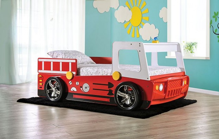 Firestall Red Twin Bed