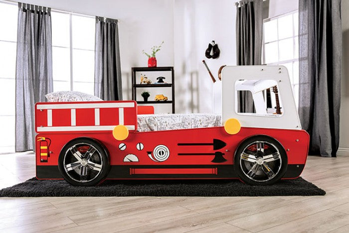 Firestall Red Twin Bed