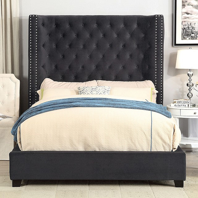 Rosabelle Transitional Velvet Button Tufted Bed