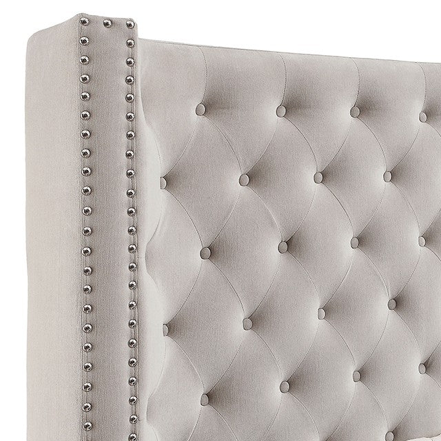 Rosabelle Transitional Velvet Button Tufted Bed