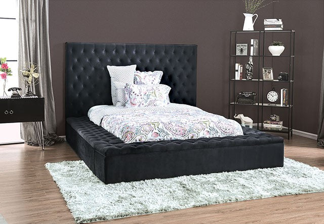 Davida Transitional Button Tufted Upholstered Bed