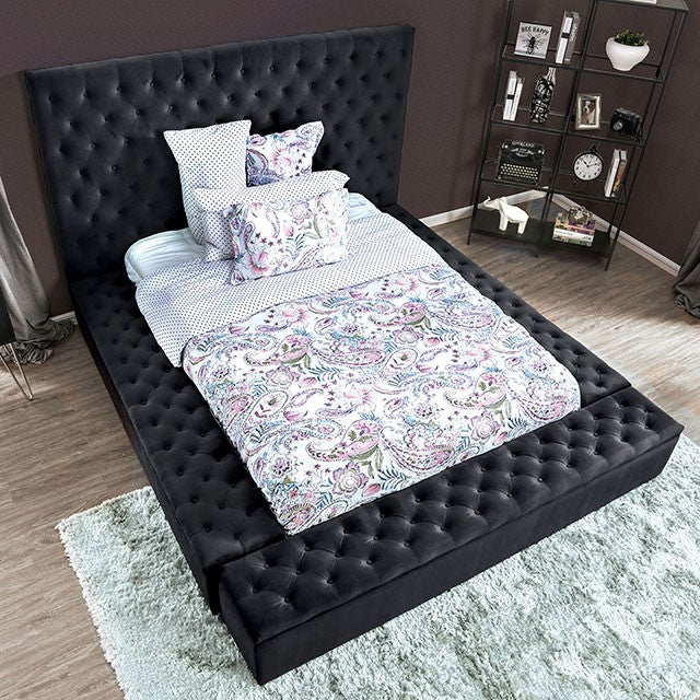 Davida Transitional Button Tufted Upholstered Bed