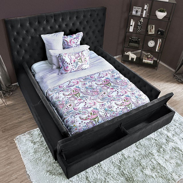 Davida Transitional Button Tufted Upholstered Bed