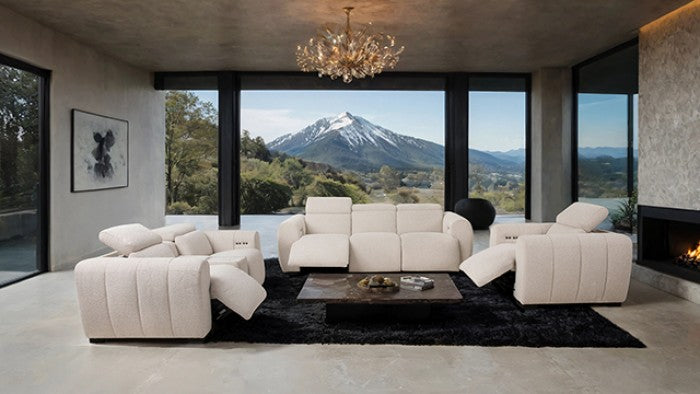Thaddea Dual Power White Contemporary Power Sofa - Modern Comfort with Adjustable Recline and Chic Design