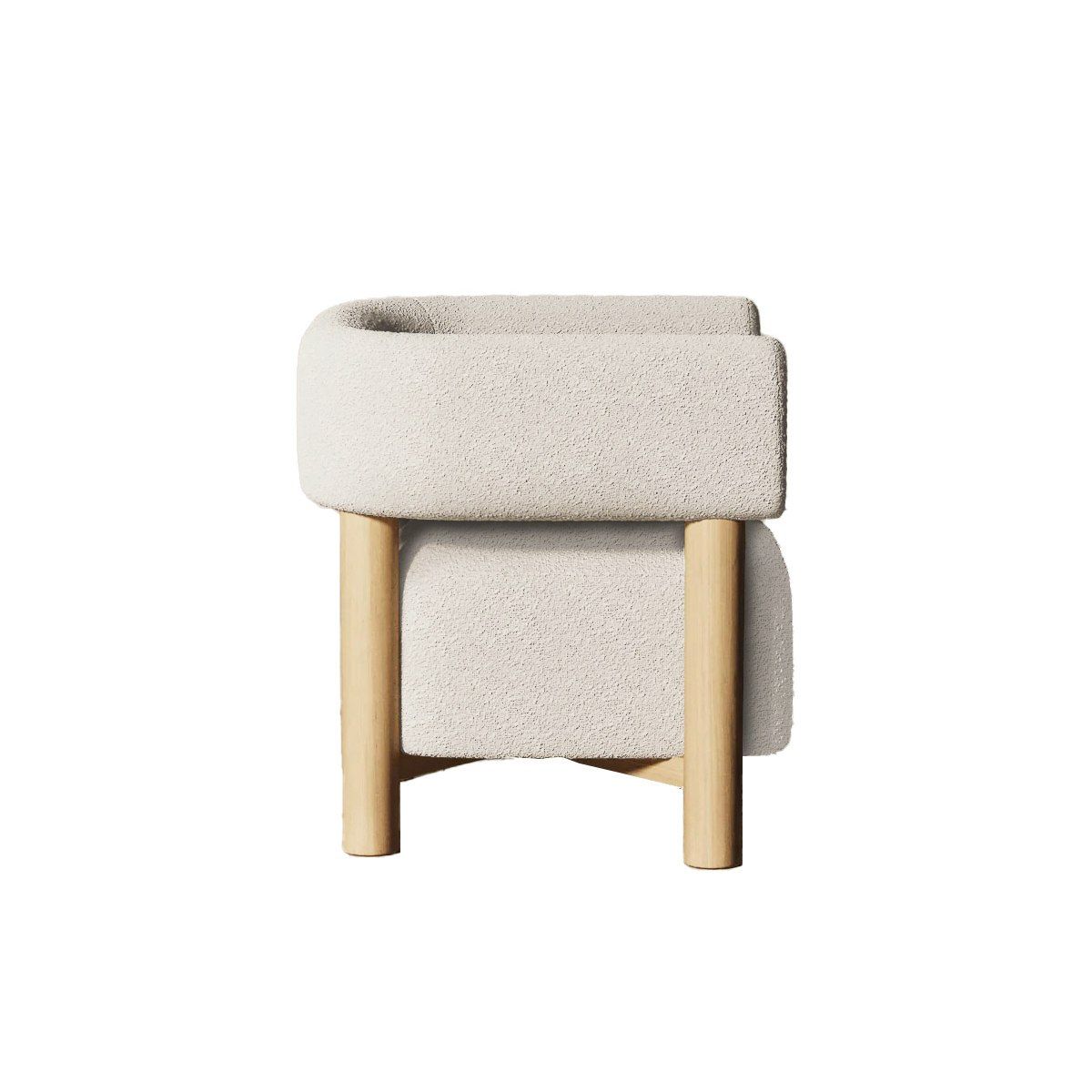 Modrest Fang - Modern White Fabric & Wood Accent Chair