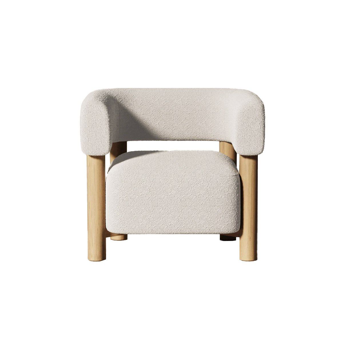 Modrest Fang - Modern White Fabric & Wood Accent Chair