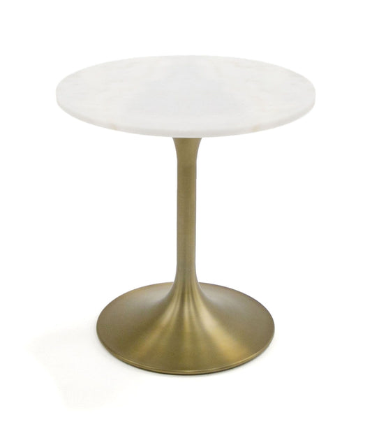 Modrest Collins - Sleek Glam White Marble & Gold End Table | Elegant Statement Piece