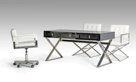 A&X Congress Transitional Black Crocodile Desk β Luxe Design for Modern Workspaces