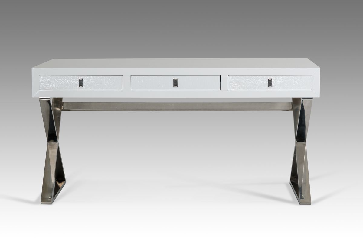 A&X Congress Transitional White Crocodile Office Desk β Elegance Meets Functionality