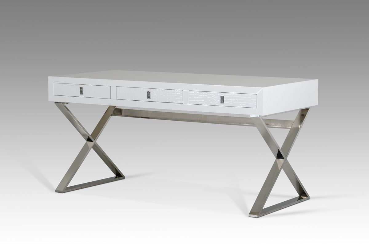 A&X Congress Transitional White Crocodile Office Desk β Elegance Meets Functionality