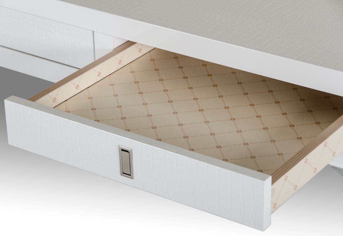 A&X Congress Transitional White Crocodile Office Desk β Elegance Meets Functionality