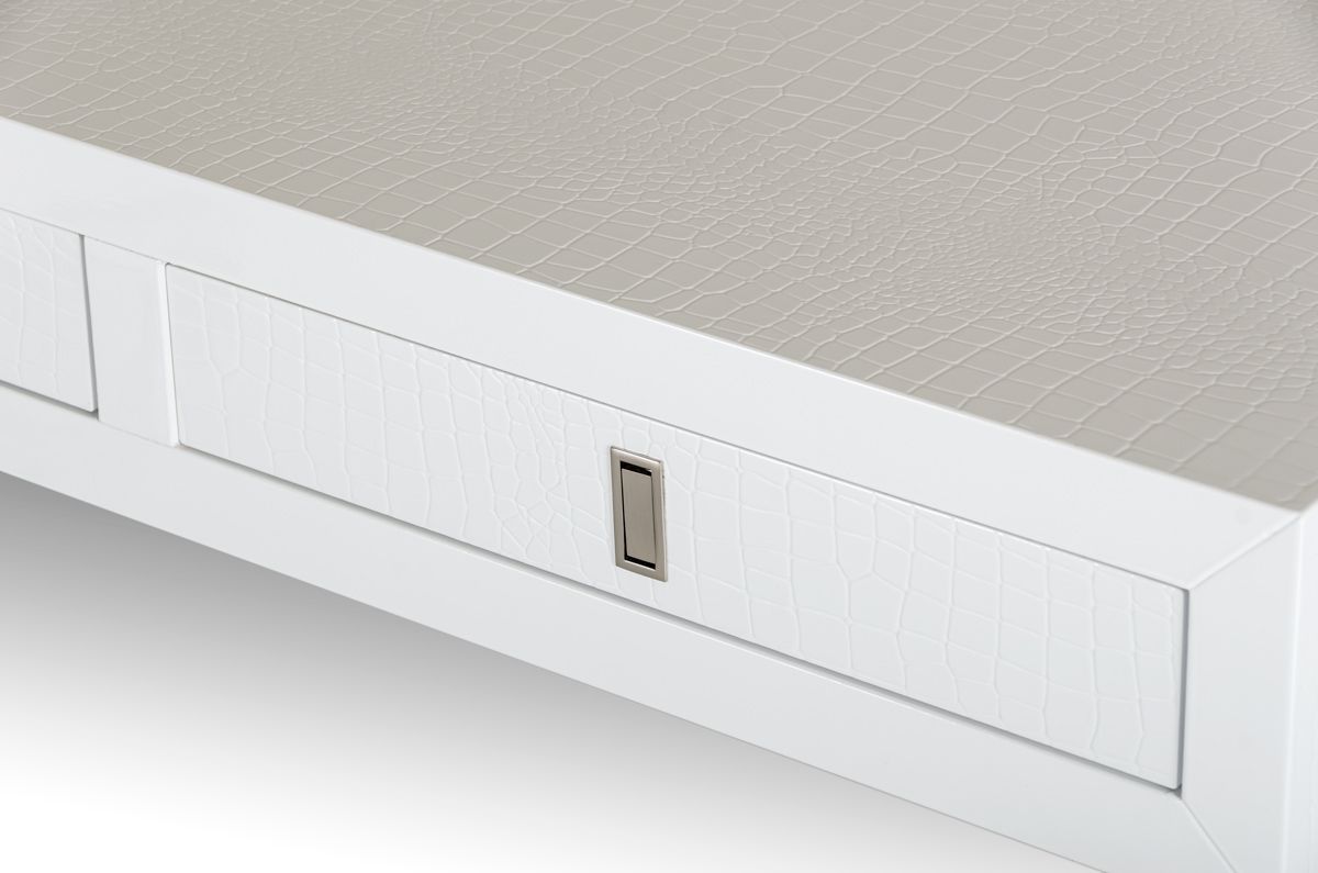 A&X Congress Transitional White Crocodile Office Desk β Elegance Meets Functionality