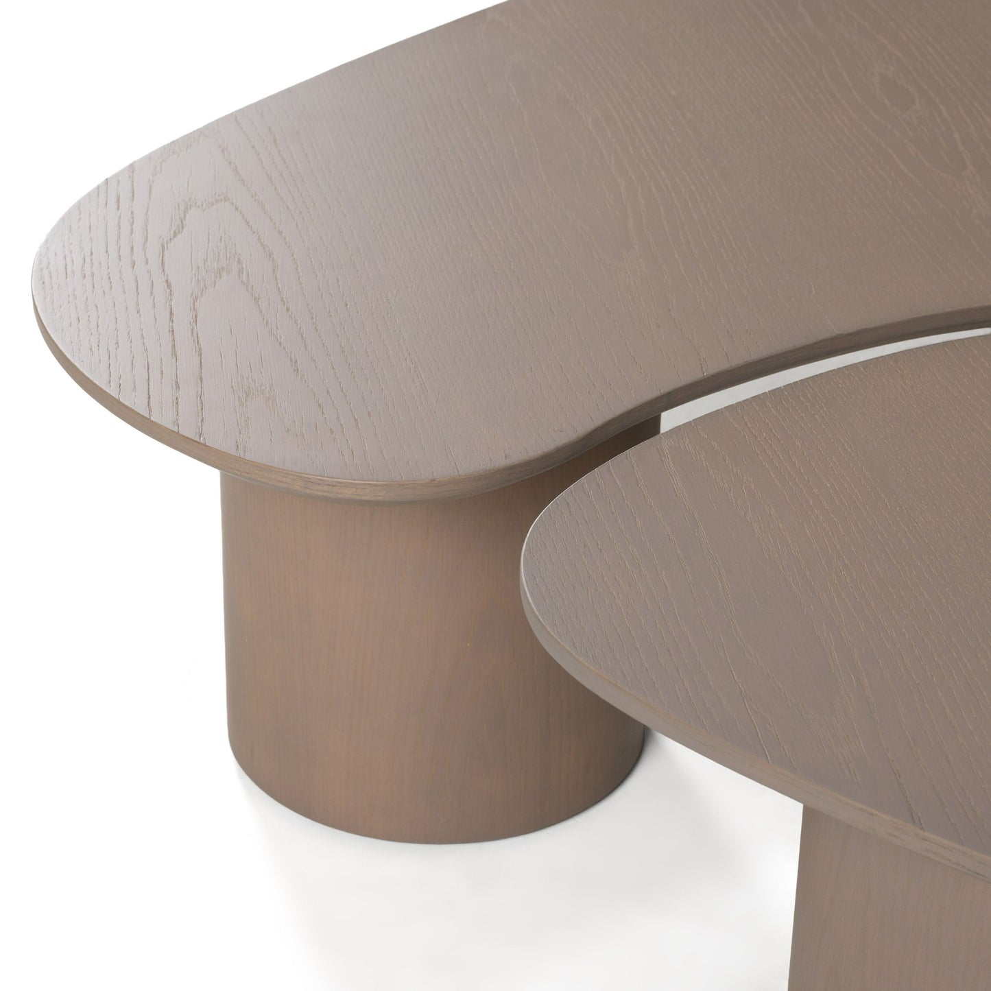 Modrest Connie Modern Nesting Coffee Table Set – White Oak Wood - Space-Saving Contemporary Design