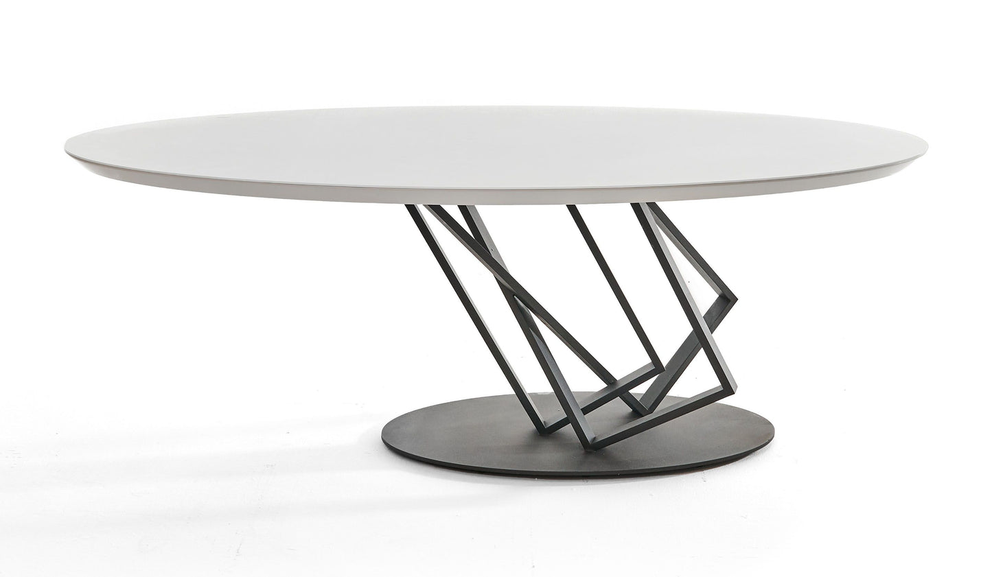 Modrest Corbett Modern High Gloss White w/ Frosted Glass Dining Table