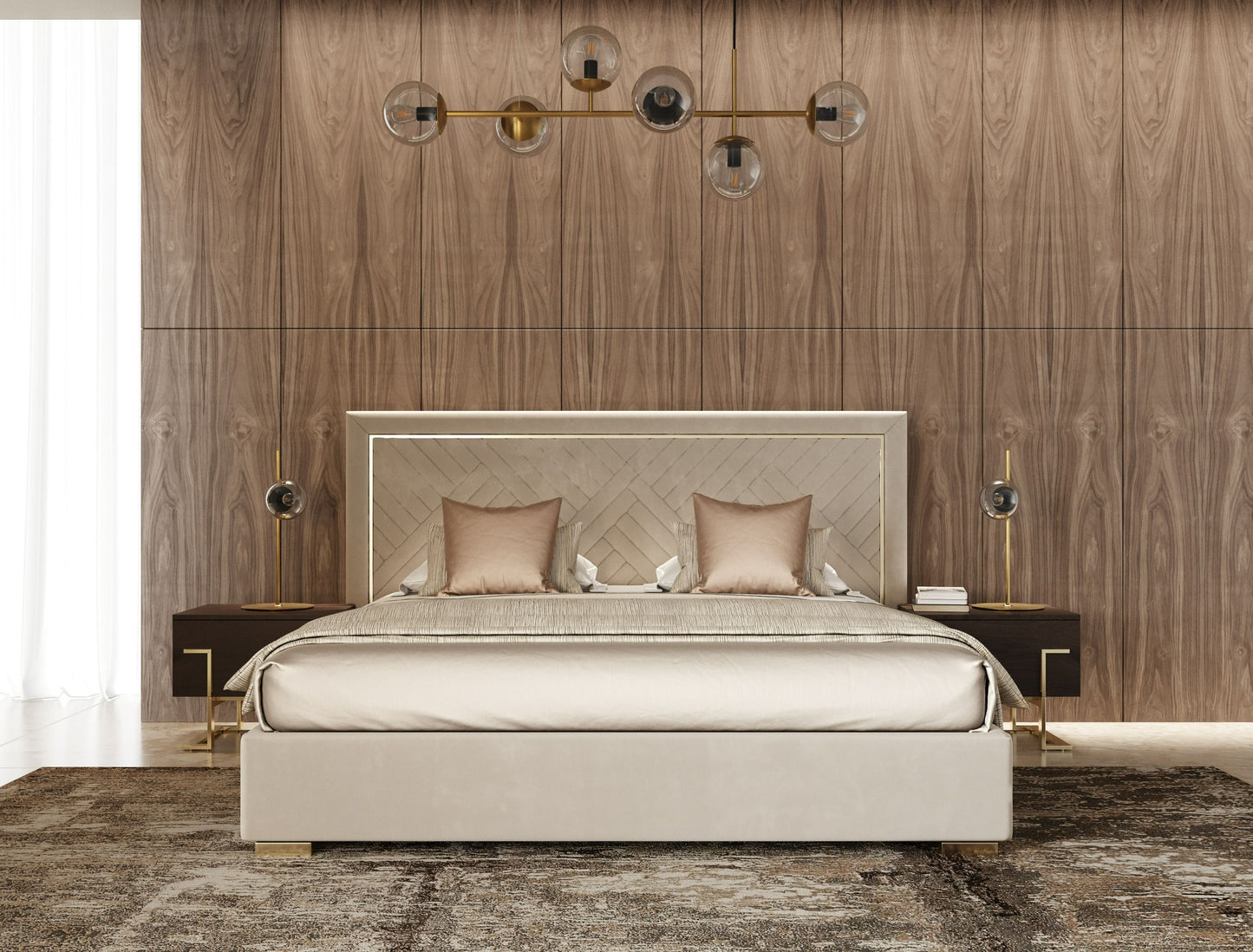 Modrest Corrico - Modern Off White and Champagne Gold Bedroom Set