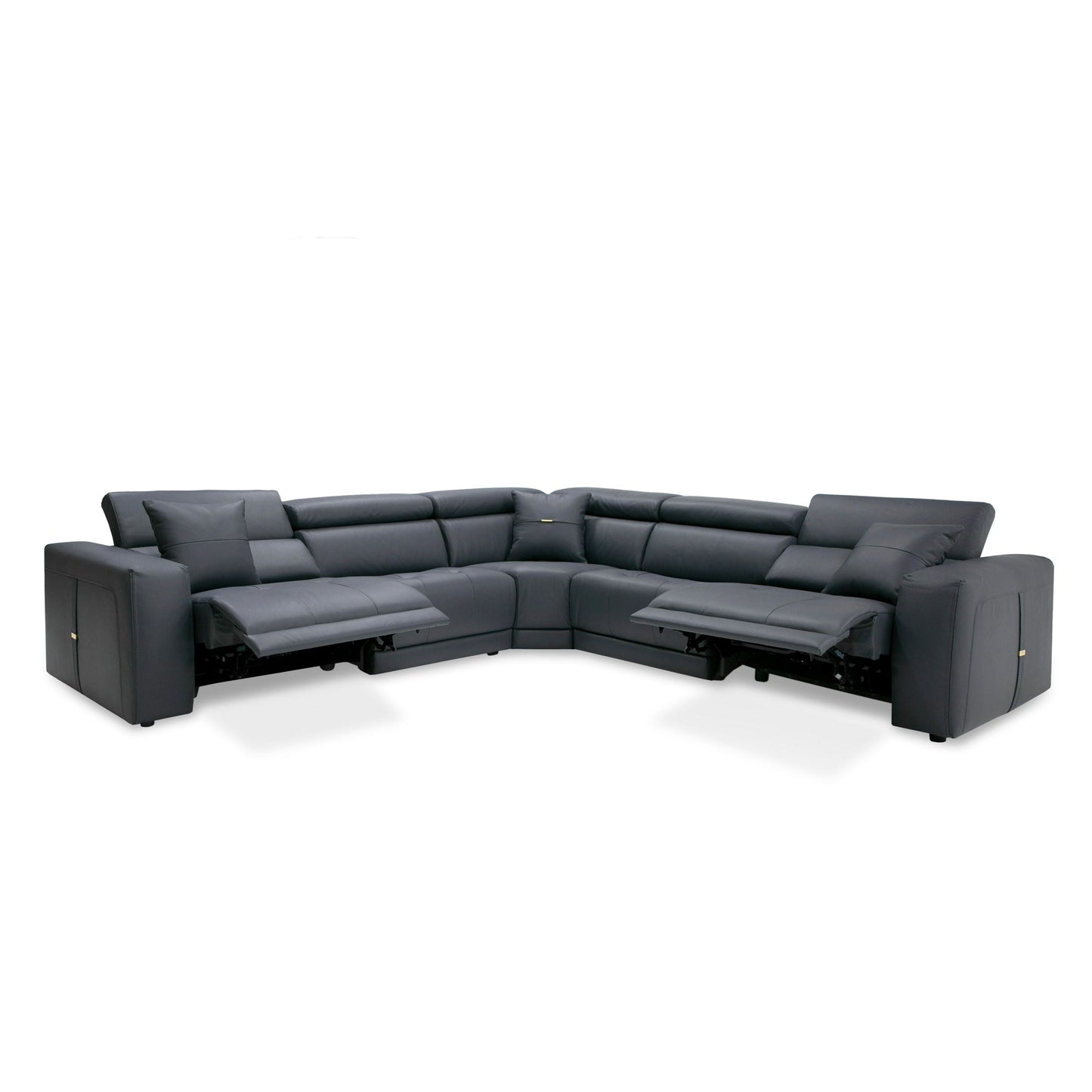 Coronelli Collezioni Dalton - Modern Italian Grey Leather Sectional + 2 Recliners