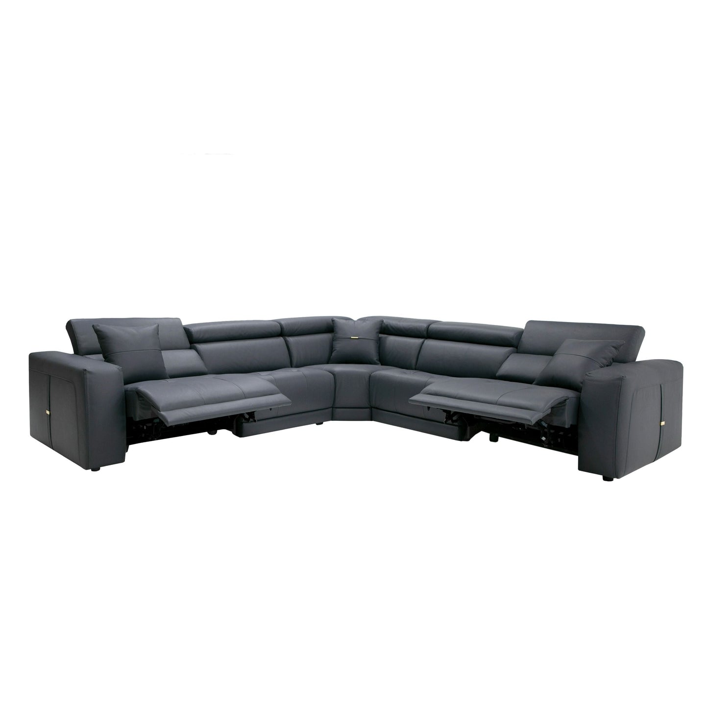 Coronelli Collezioni Dalton - Modern Italian Grey Leather Sectional + 2 Recliners