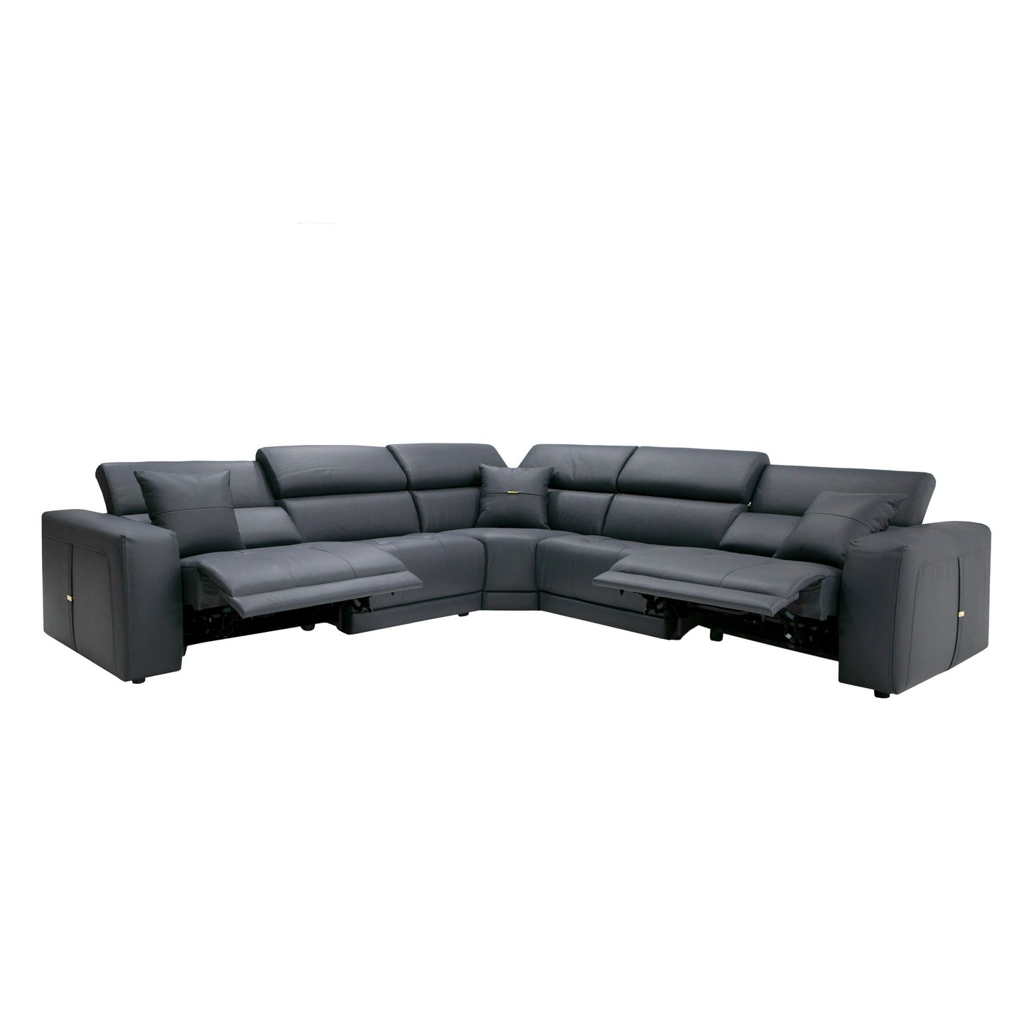 Coronelli Collezioni Dalton - Modern Italian Grey Leather Sectional + 2 Recliners