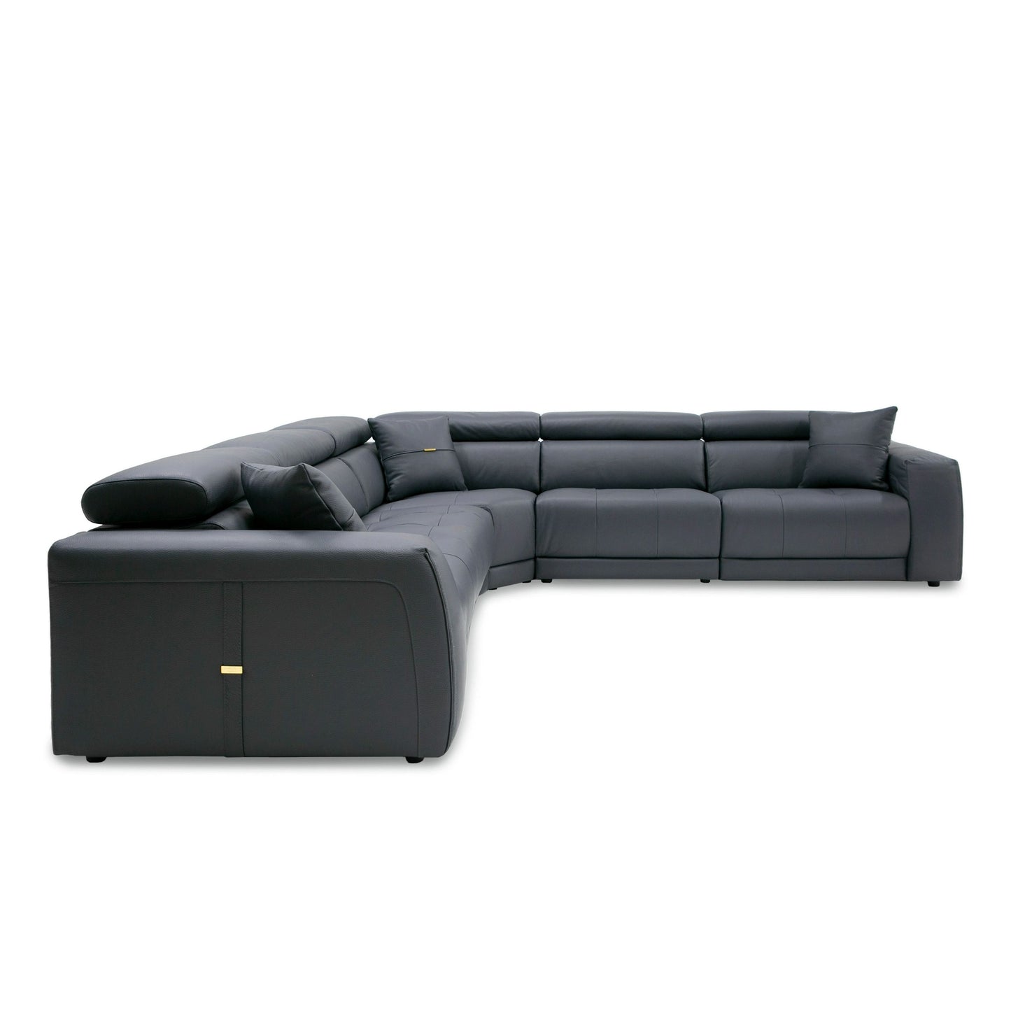 Coronelli Collezioni Dalton - Modern Italian Grey Leather Sectional + 2 Recliners