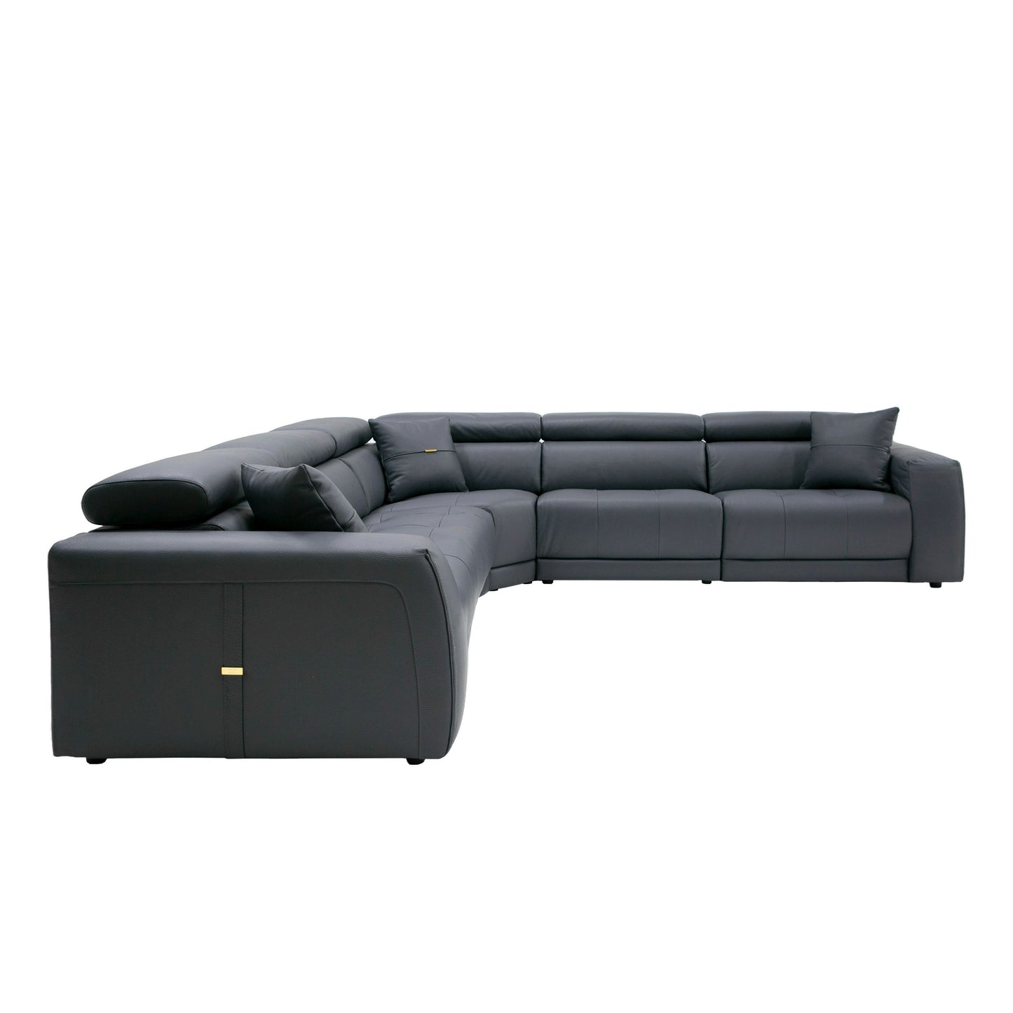 Coronelli Collezioni Dalton - Modern Italian Grey Leather Sectional + 2 Recliners