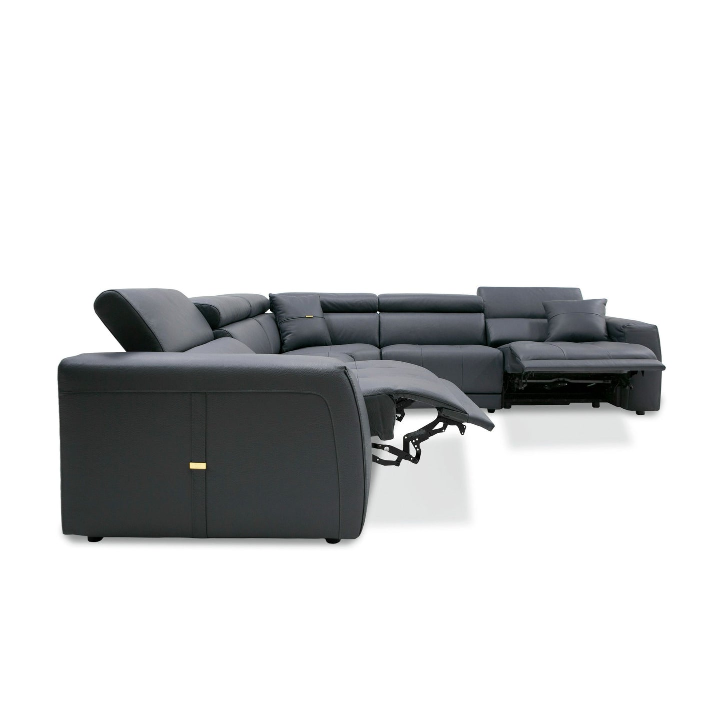 Coronelli Collezioni Dalton - Modern Italian Grey Leather Sectional + 2 Recliners