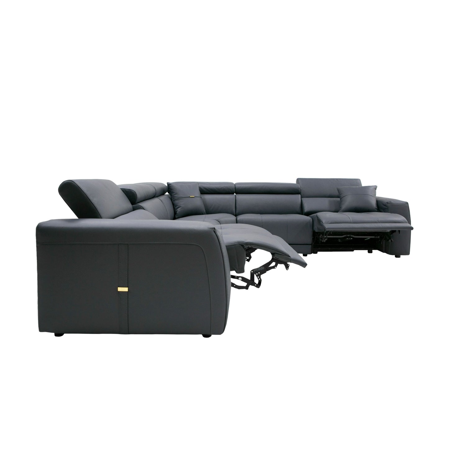 Coronelli Collezioni Dalton - Modern Italian Grey Leather Sectional + 2 Recliners