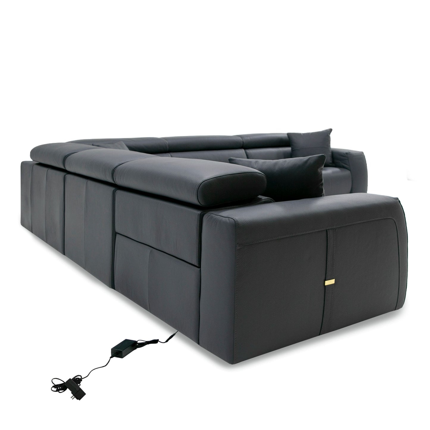 Coronelli Collezioni Dalton - Modern Italian Grey Leather Sectional + 2 Recliners