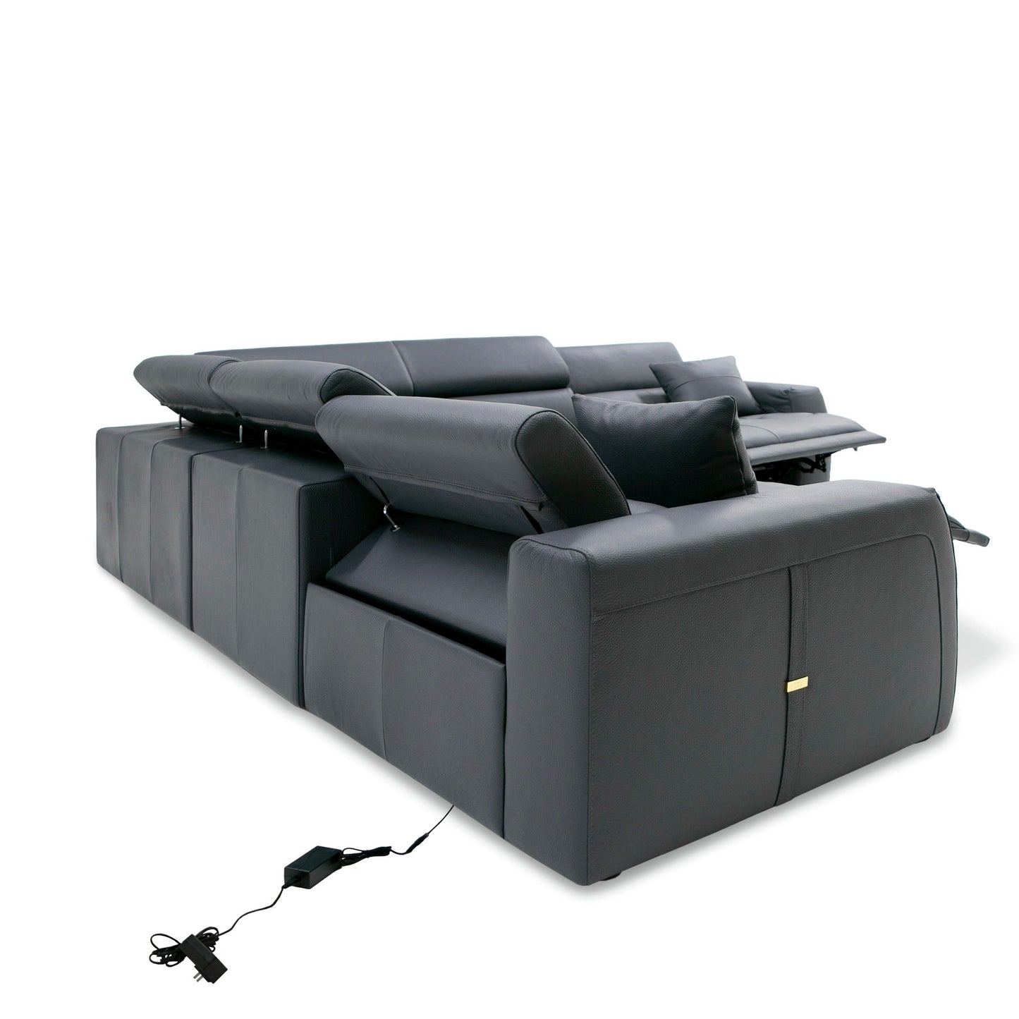 Coronelli Collezioni Dalton - Modern Italian Grey Leather Sectional + 2 Recliners