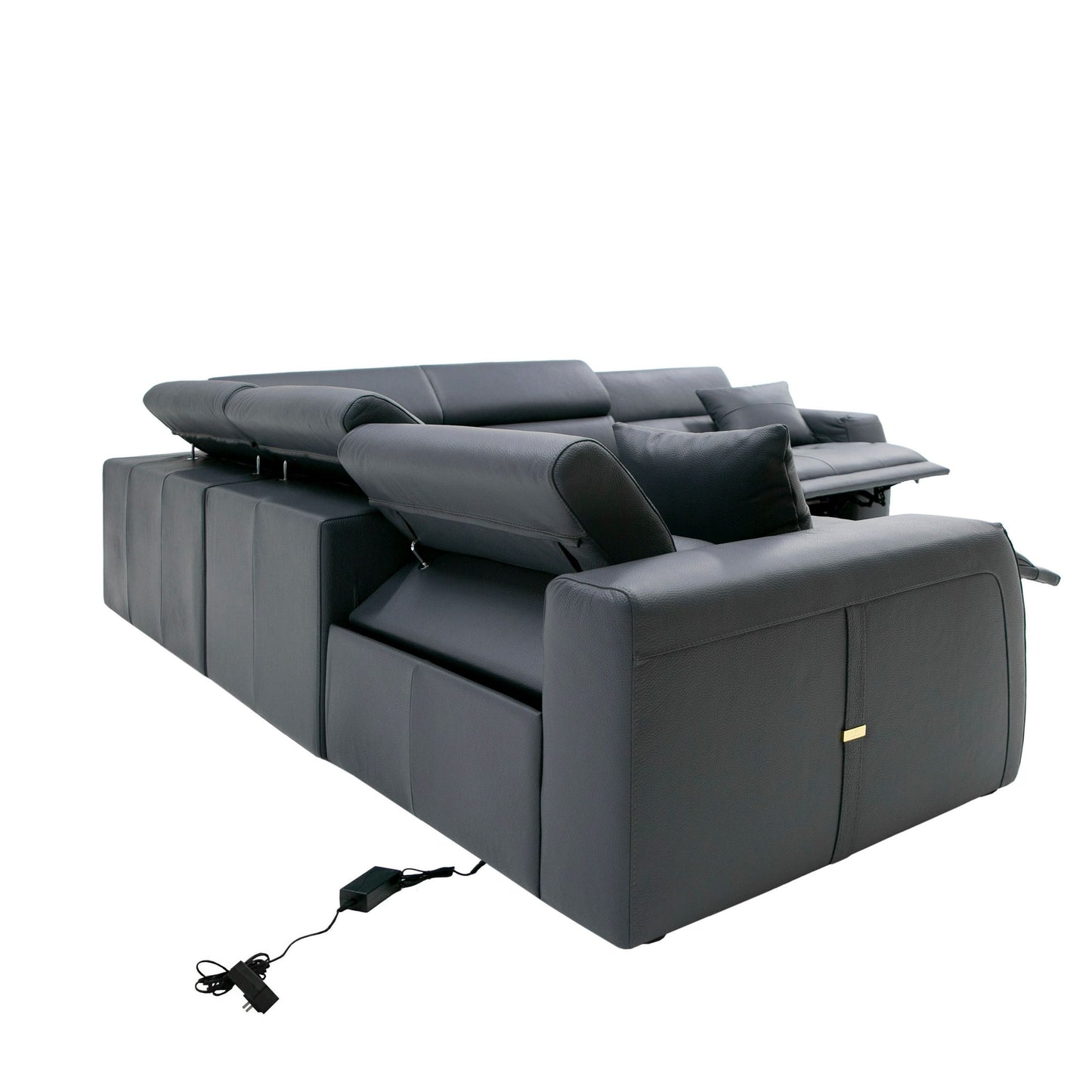 Coronelli Collezioni Dalton - Modern Italian Grey Leather Sectional + 2 Recliners