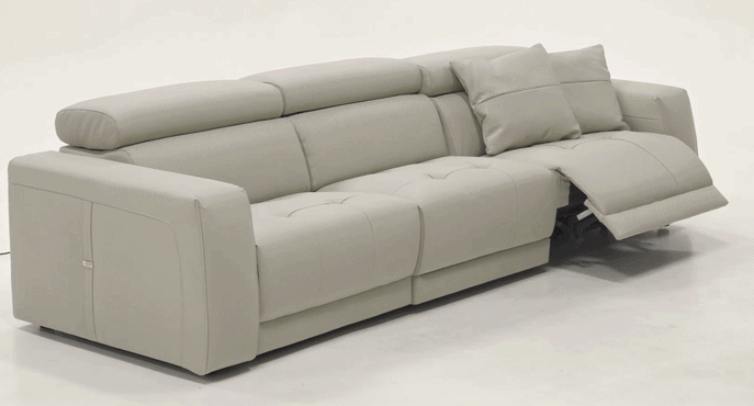 Dalton Modern Italian Light Grey Leather 4βSeat Sofa with Recliners