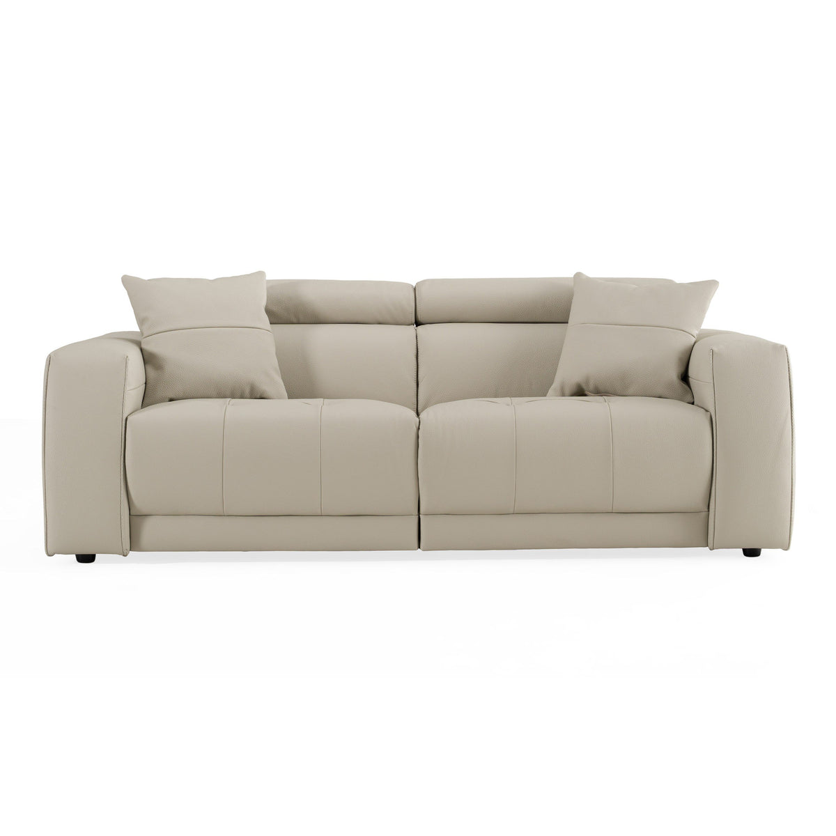 Dalton Modern Italian Light Grey Leather 3 Seat Sofa 2 Recliners