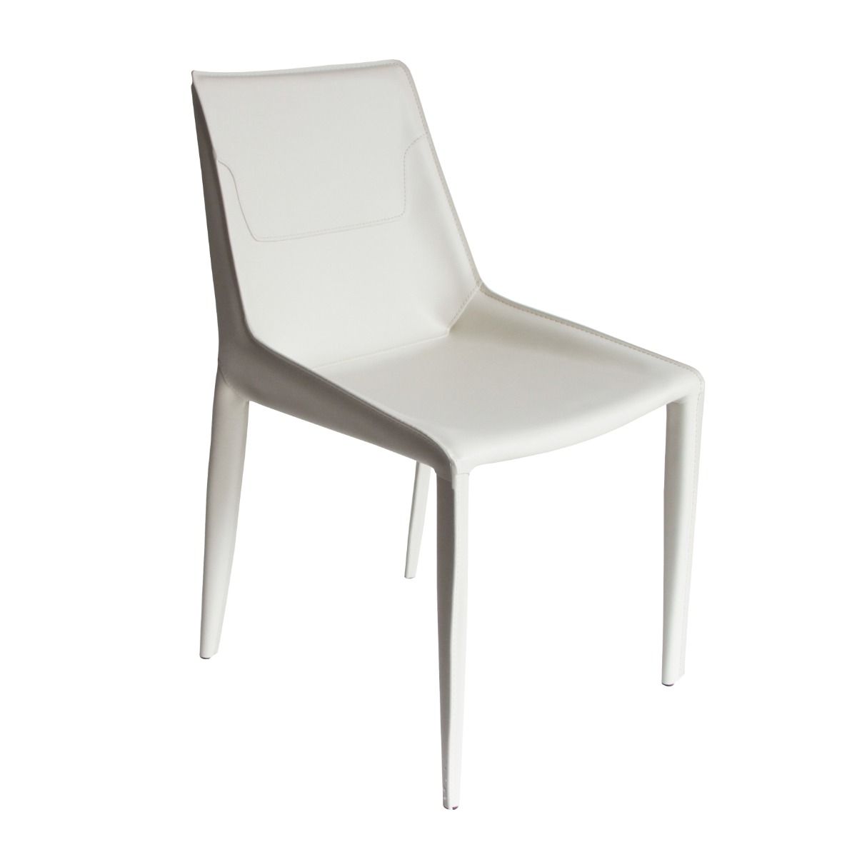 Modrest Halo - Sleek Modern Ivory Saddle Leather Dining Chairs | Sophisticated Dining Space