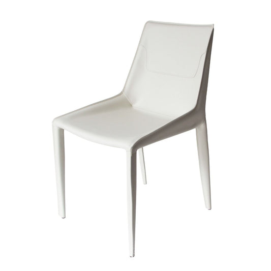 Modrest Halo - Sleek Modern Ivory Saddle Leather Dining Chairs | Sophisticated Dining Space