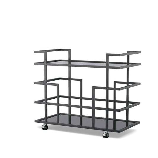 Modrest Deakin Wine Rack β Modern Black Stainless Steel Frame with Sleek Black Glass