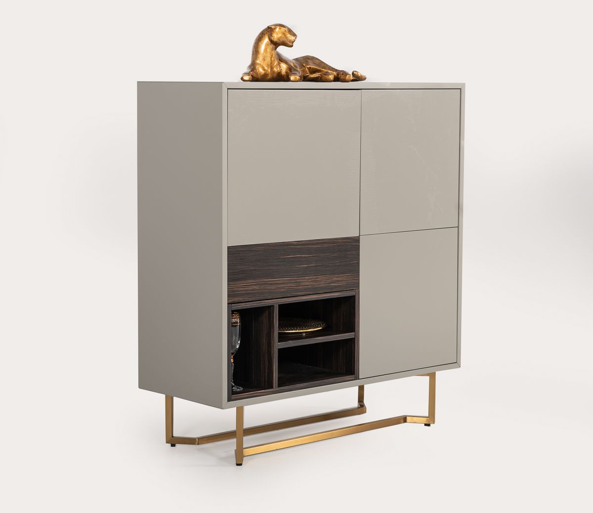 Modrest Deegan Modern Grey & Ebony Tall Buffet