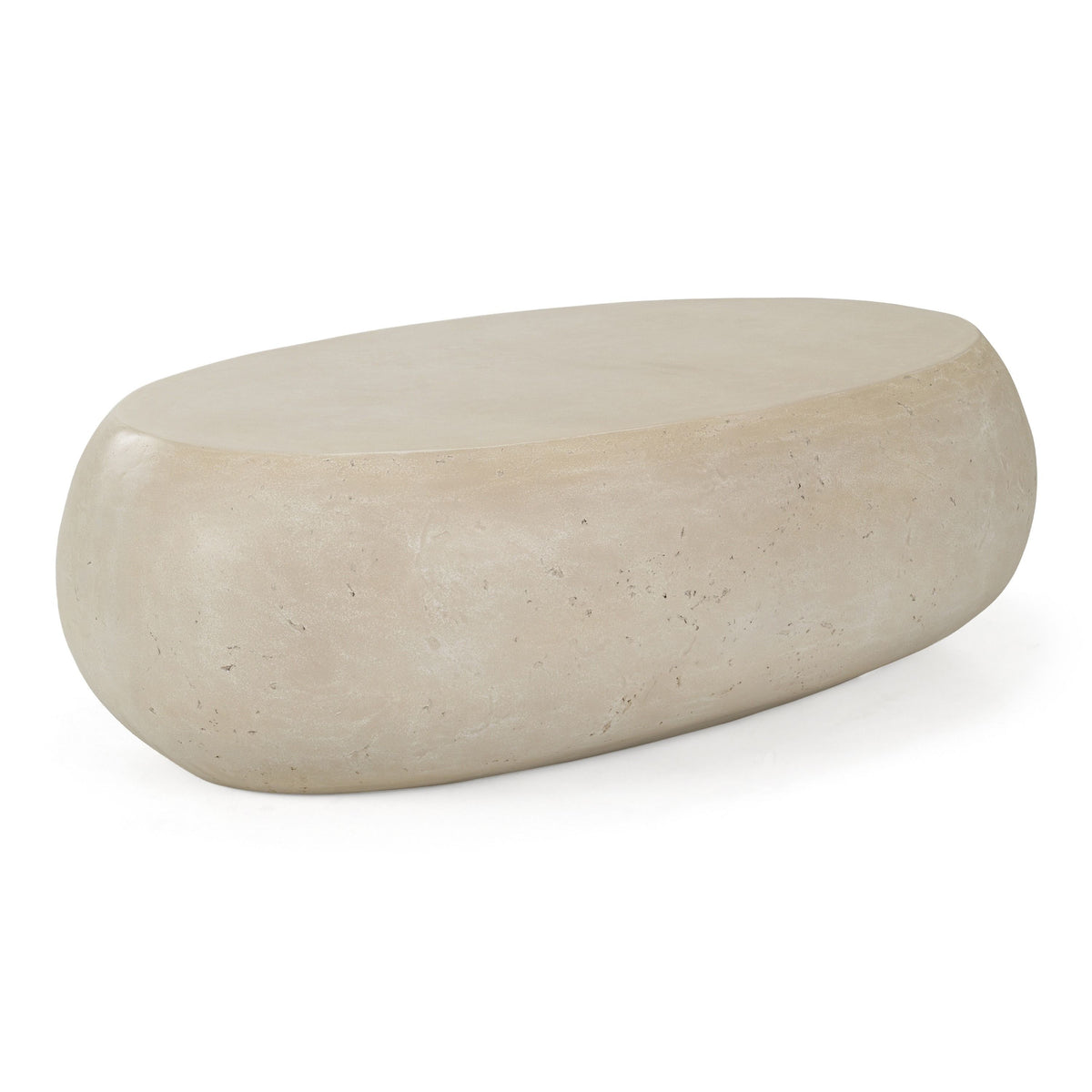 Denny Modern Beige Fiberform Oval Coffee Table