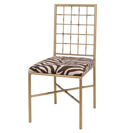 Dann Foley Metal Chair β Gold Frame with Zebra Print Cushion