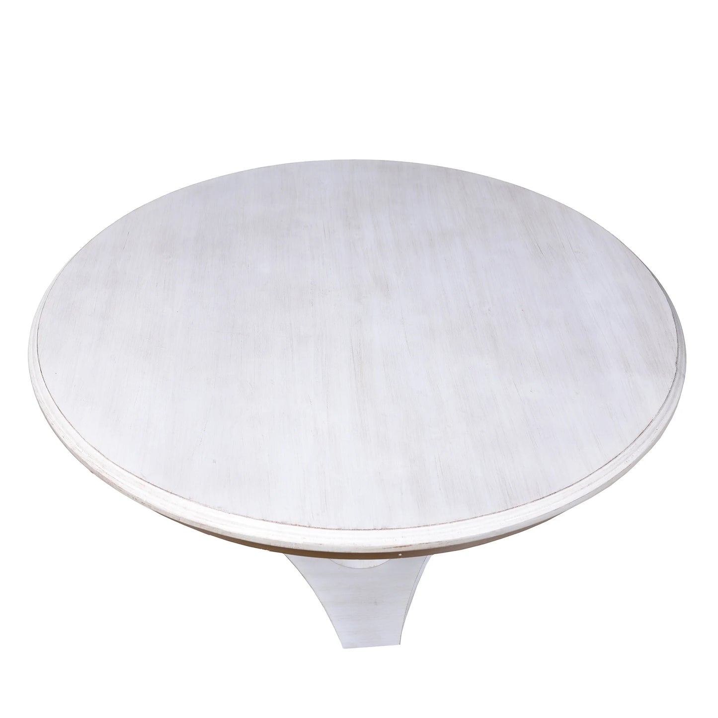 Dann Foley Lifestyle White Round Wooden Dining Table with Gold Accent Elegant Dining Solution