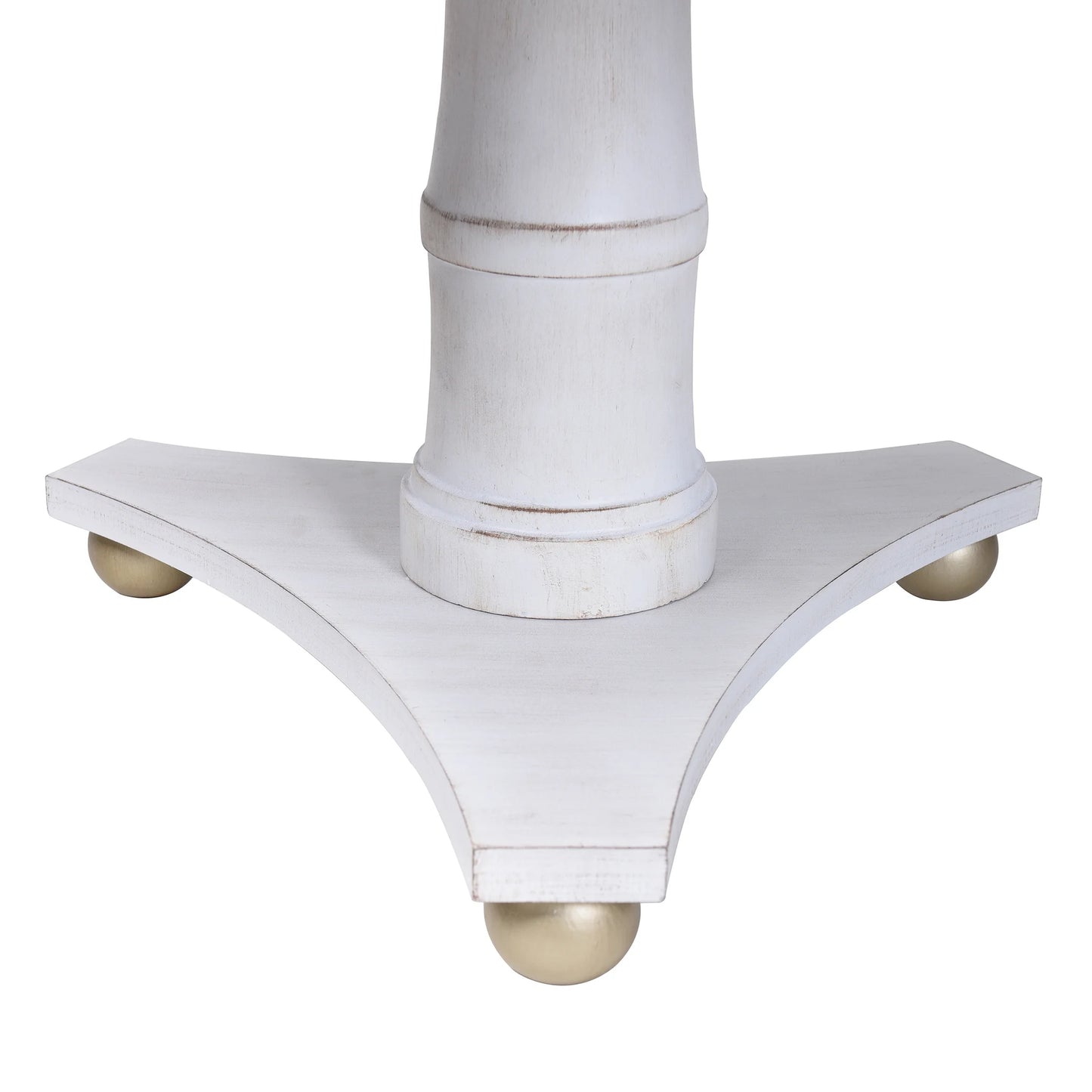 Dann Foley Lifestyle White Round Wooden Dining Table with Gold Accent Elegant Dining Solution