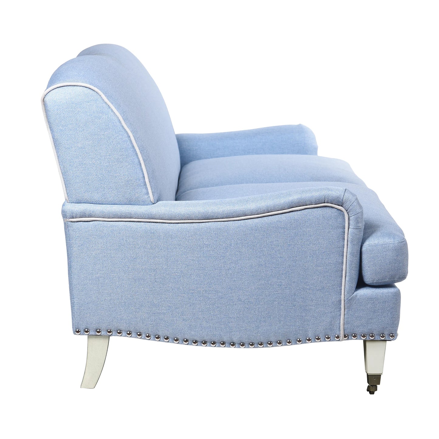 Dann Foley Lifestyle Baby Blue Upholstered Sofa on Casters Stylish and Comfortable Seating Solution