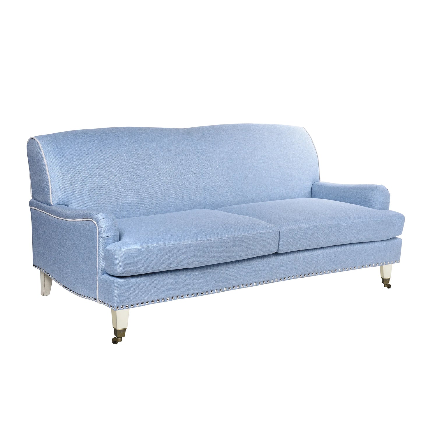 Dann Foley Lifestyle Baby Blue Upholstered Sofa on Casters Stylish and Comfortable Seating Solution
