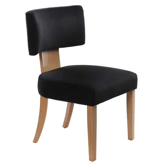 Dann Foley Lifestyle T Back Side Chair Covered in Black Velvet Luxurious Dining Seating