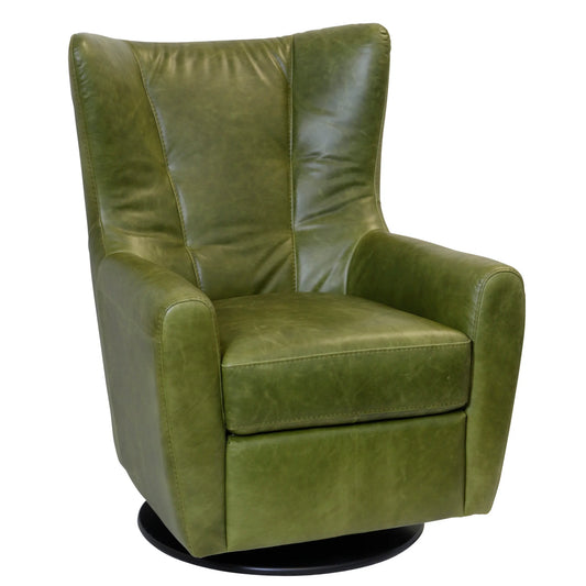 Dann Foley Lifestyle Green Genuine Italian Leather Swivel Arm Chair Chic and Comfortable Seating Solution